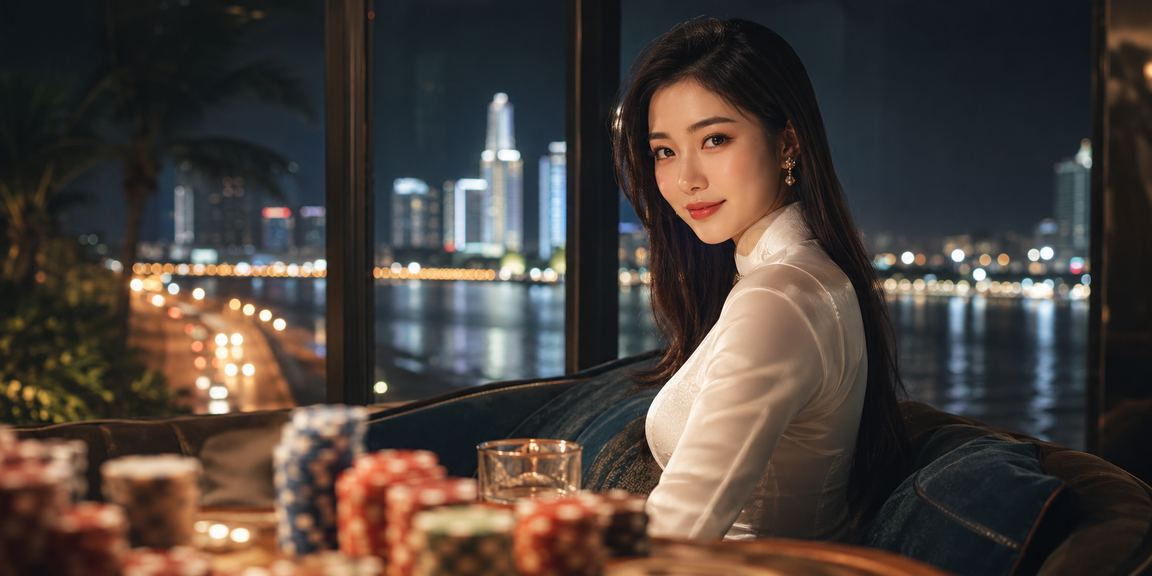 Người phụ nữ áo dài cầm tờ xổ số tại bãi biển Mũi Né trong ngày lễ hội